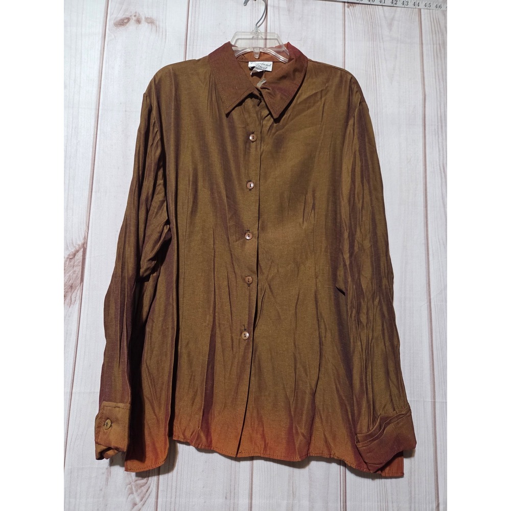 Cleveland Street Women's  24 Long Sleeve Button Up Shirt Brown‎ Ombre Vintage